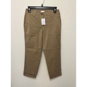 J Jill Petite Capris Pants, NWT, Womens 2P Khaki Crop Cuffed Stretch